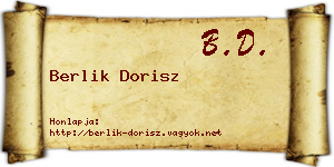 Berlik Dorisz névjegykártya